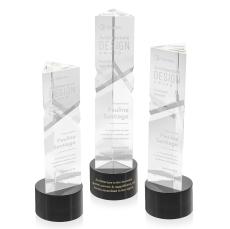 Groves on Round Base Black Towers Crystal Trophy - Crystal Trophies