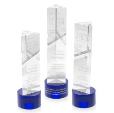 Groves on Round Base Blue Towers Crystal Trophy - Crystal Trophies