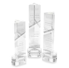 Groves on Half Round Base Clear Towers Crystal Trophy - Crystal Trophies