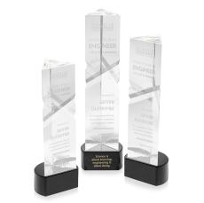 Groves on Half Round Base Black Towers Crystal Trophy - Crystal Trophies