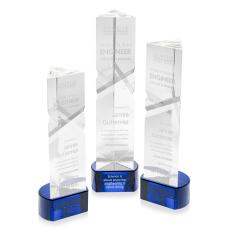 Groves on Half Round Base Blue Towers Crystal Trophy - Crystal Trophies