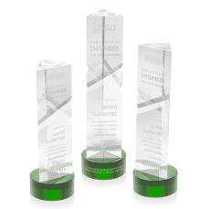 Groves on Lockwood Base Green Towers Crystal Trophy - Crystal Trophies