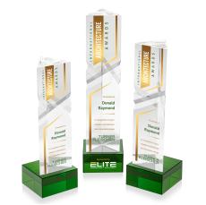 Groves Full Color on Plated Base Green Towers Crystal Trophy - Crystal Trophies