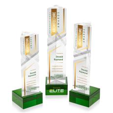 Groves Full Color on Plated Base Green Towers Crystal Trophy - Custom Trophies