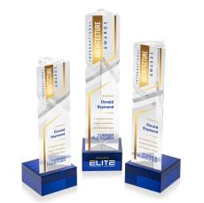 Groves Full Color on Plated Base Blue Towers Crystal Trophy - Crystal Trophies