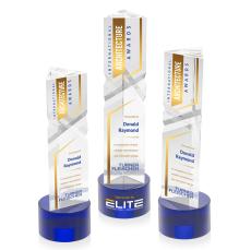 Groves Full Color on Round Base Blue Towers Crystal Trophy - Crystal Trophies