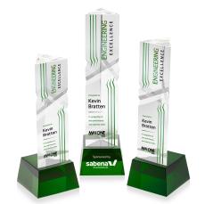 Groves Full Color on Small Base Green Towers Crystal Trophy - Crystal Trophies