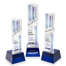 Employee Gifts - Groves Full Color on Small Base Blue Towers Crystal Trophy