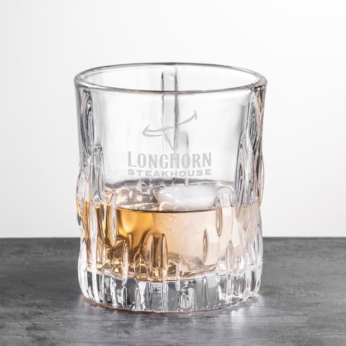Custom Barware Glasses - Whisky Glasses - Leslie OTR - Deep Etch