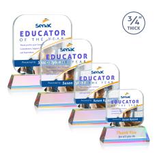 App Full Color on Helton Prismatic Square / Cube Crystal Trophy - Crystal Trophies