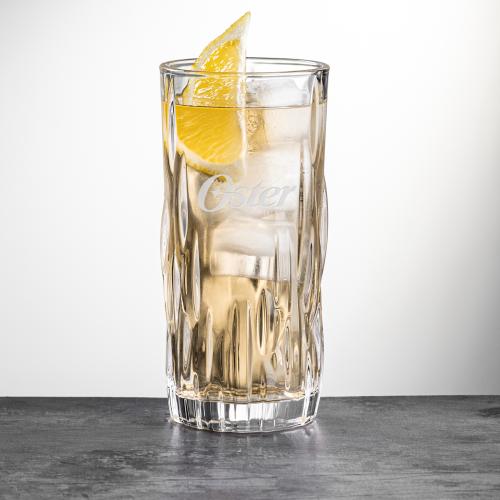 Custom Barware Glasses - Cocktail Glasses - Leslie Hiball - Deep Etch