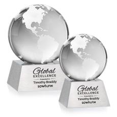 Globe Globe on Aluminum Base Crystal Trophy - Crystal Trophies
