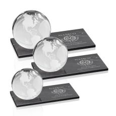 Globe Globe on Rectangle Marble Base Trophy - Crystal Trophies
