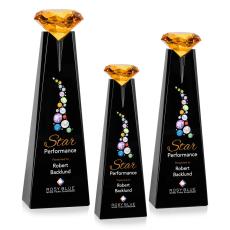 Mitchell Diamond Full Color Black/Amber Towers Crystal Trophy - Diamond Trophies