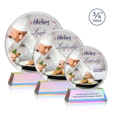 Juarez Full Color on Helton Prismatic Circle Crystal Trophy - Crystal Trophies