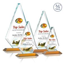 Crowell Full Color Amber Crystal Trophy - Crystal Trophies
