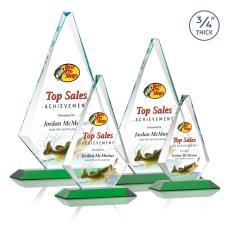 Crowell Full Color Green Crystal Trophy - Crystal Trophies