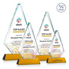 Crowell Full Color on Helton Amber Crystal Trophy - Crystal Trophies