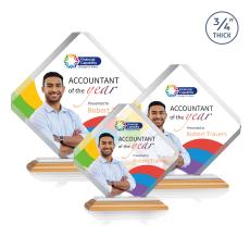 Jacobsen Full Color Bamboo/White Wood Trophy - Crystal Trophies