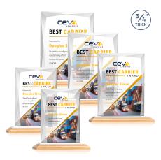 Cassidy Full Color Bamboo/White Rectangle Wood Trophy - Eco-Friendly Trophies