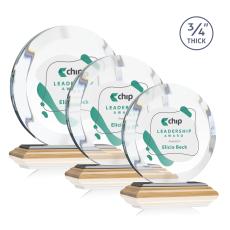 Delarosa Full Color Bamboo/Black Circle Wood Trophy - Eco-Friendly Trophies