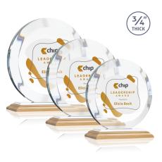 Delarosa Full Color Bamboo/White Circle Wood Trophy - Eco-Friendly Trophies