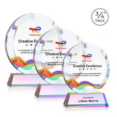 Delarosa Full Color on Helton Prismatic Circle Crystal Trophy - Crystal Trophies