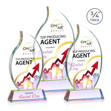 Summers Full Color on Helton Base Prismatic Flame Crystal Trophy - Crystal Trophies