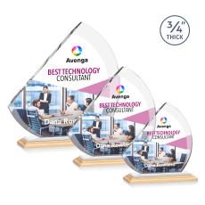 Yanez Full Color Bamboo/White Peaks Wood Trophy - Eco-Friendly Trophies