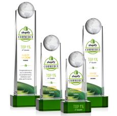 Kruse Globe Full Color Green Crystal Trophy - Crystal Trophies