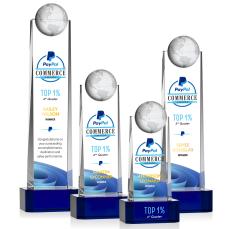 Kruse Globe Full Color Blue Crystal Trophy - Crystal Trophies