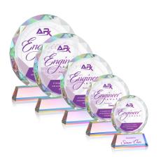 Linares Full Color Prismatic Circle Crystal Trophy - Crystal Trophies
