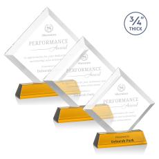 Carlson on Helton Base Amber Crystal Trophy - Crystal Trophies
