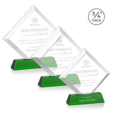 Carlson on Helton Base Green Crystal Trophy - Crystal Trophies