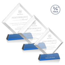 Carlson on Helton Base Sky Blue Crystal Trophy - Crystal Trophies