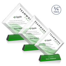 Carlson Full Color on Helton Base Green Crystal Trophy - Crystal Trophies