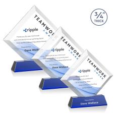 Carlson Full Color on Helton Base Blue Crystal Trophy - Crystal Trophies