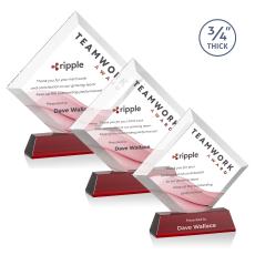 Carlson Full Color on Helton Base Red Crystal Trophy - Crystal Trophies