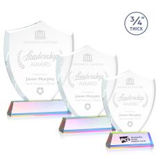 Escamilla Shield on Helton Prismatic Unique Crystal Trophy - Crystal Trophies
