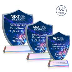 Escamilla Shield Full Color on Helton Prismatic Unique Crystal Trophy - Crystal Trophies