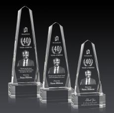 Geneva 3D on Base Clear Obelisk Crystal Trophy - Crystal Trophies