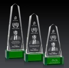 Geneva 3D on Base Green Obelisk Crystal Trophy - Crystal Trophies
