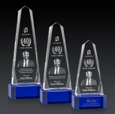 Geneva 3D on Base Blue Obelisk Crystal Trophy - Crystal Trophies