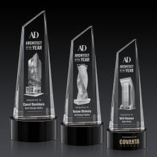 Keene Tower 3D on Base Black Peaks Crystal Trophy - Crystal Trophies
