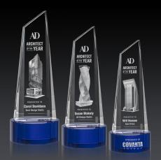 Keene Tower 3D on Base Blue Peaks Crystal Trophy - Crystal Trophies