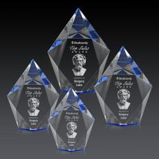 Barron 3D Blue Polygon Crystal Trophy - Crystal Trophies