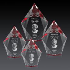 Barron 3D Red Polygon Crystal Trophy - Crystal Trophies