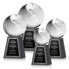 Globe Globe on Tall Marble Base Crystal Trophy - Employee of the Month