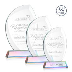 Oakes on Helton Base Prismatic Flame Crystal Trophy - Crystal Trophies