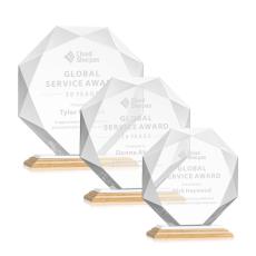 Minor Bamboo/White Polygon Wood Trophy - Eco-Friendly Trophies